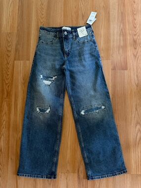 Girls Abercrombie & fitch Distressed Blue Wide-Leg Jeans NWT 11/12